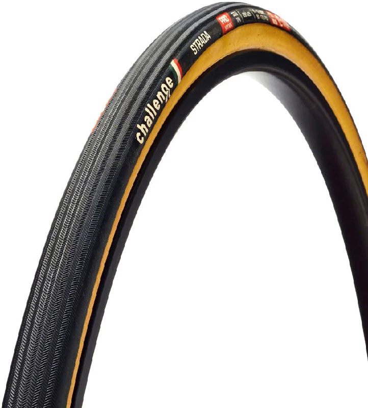 bike training tools for performance-Challenge Strada Pro Tire 700x25C Folding Clincher Natural SuperPoly PPS 300TPI Tanwall