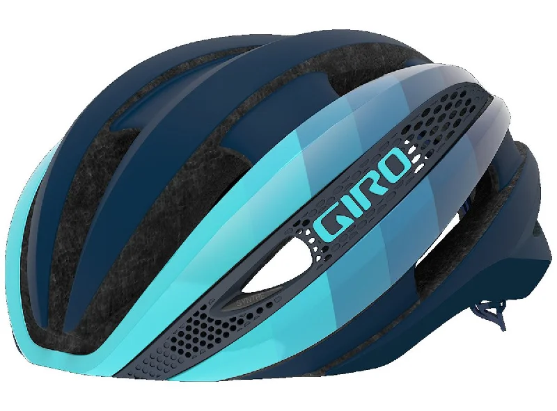 bike pedals for mountain biking-Giro Synthe MIPS Road Helmet - Matt Iceberg-Midnight Bars - 2020