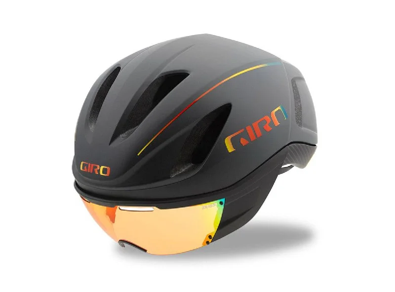 road bike helmets for aerodynamics-Giro Vanquish MIPS Road Helmet - Matt Gray Firechrome