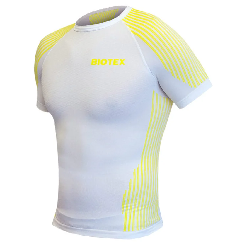 road bike storage solutions for garages-Maglia intima M/C Biotex Light Touch - Bianco Giallo