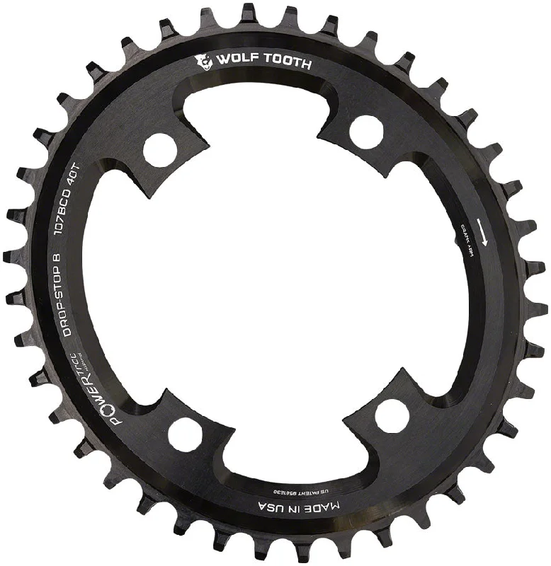 road bike accessories for long-distance riders-Wolf Tooth Elliptical 107 BCD Chainring - 42t Compatible SRAM 107 BCD Drop-Stop B 4-Bolt BLK