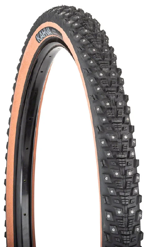 bicycle tools for the weekend rider-45NRTH Kahva Tire - 29 x 2.25 Tubeless Folding Tan 60 TPI 252 Concave Carbide Studs