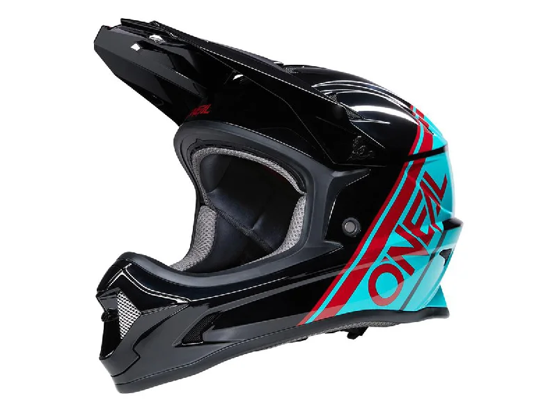 mountain bike helmets for impact protection-O'Neal Sonus Split Full Face Helmet - Black-Teal