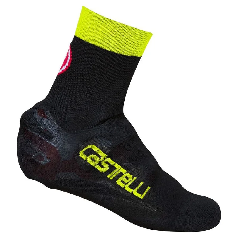 bike pedal straps for added security-Copriscarpe a calza Castelli Belgian 5 - Nero Giallo Fluo