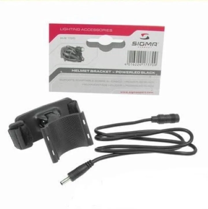 cycling shoes for all-weather rides-SIGMA HELMET LIGHT BRACKET MOUNTING KIT FOR POWERLED BLACK HEADLAMP + CABLE 17370