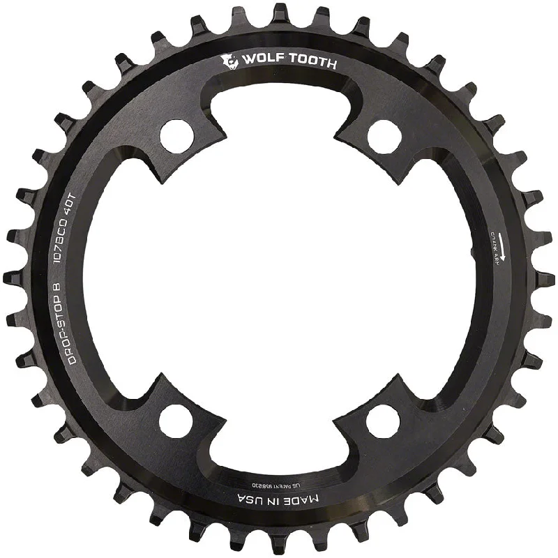 cycling helmets for off-road biking-Wolf Tooth 107 BCD Chainring - 44t Compatible SRAM 107 BCD Drop-Stop B 4-Bolt BLK