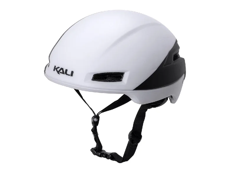 cycling windbreakers for quick winds-Kali Tava Aero Road Helmet - Matt White-Black