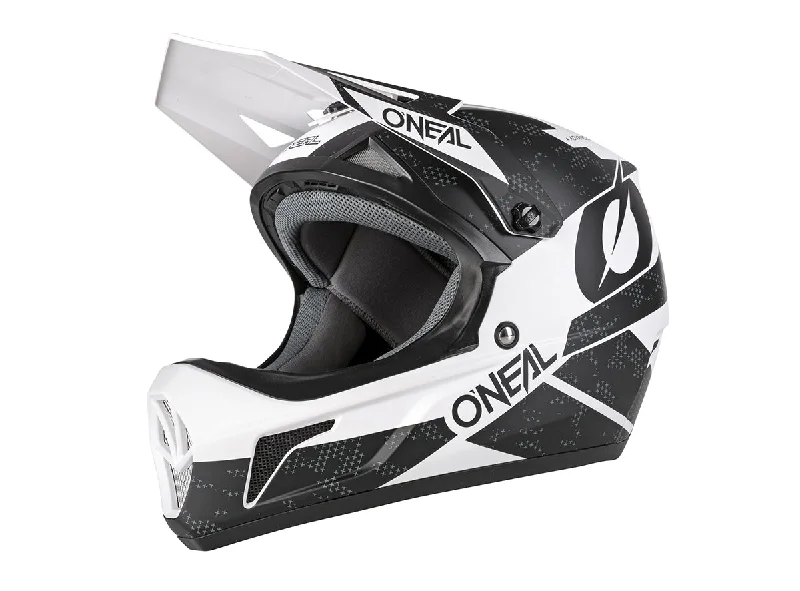 road bike gloves for extra padding-O'Neal Sonus Deft Full Face Helmet - Black-White