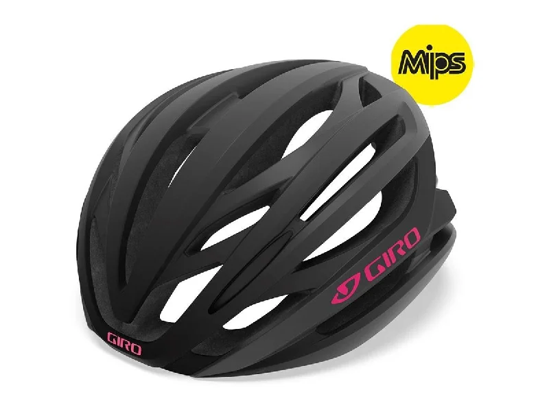 bicycle helmets for commuting-Giro Seyen MIPS Road Helmet - Matt Black-Pink - 2019