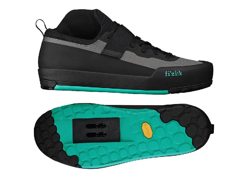 bike clothing for wet weather-Fizik Gravita Tensor Clipless MTB Shoe - Gray-Aqua Marine