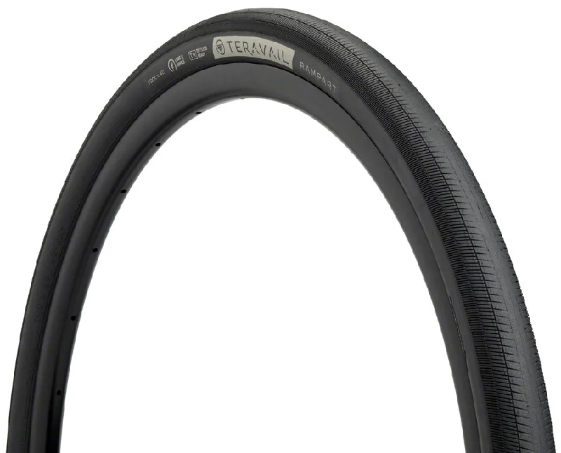 cycling helmets for comfort-Teravail Rampart Tire - 700 x 42 Tubeless Folding BLK Durable Fast Compound