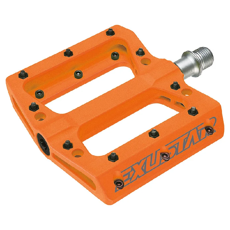 mountain bike pedals for easier riding-Pedali Exustar Flat PB71 - Arancio