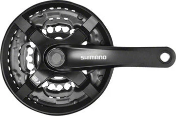 road bike wheelsets for speed-Shimano Tourney FC-TY501 Crankset - 175mm, 6/7/8-Speed, 42/34/24t, Riveted, Square Taper JIS Spindle Interface, Black