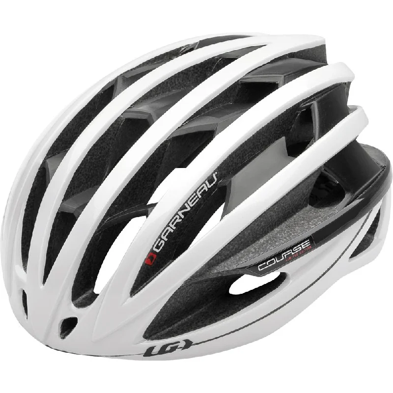 bike safety lights for nighttime rides-Louis Garneau Course Road Helmet - White