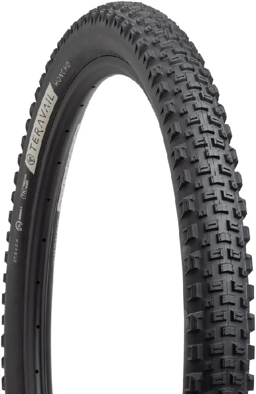 cycling apparel for warm weather-Teravail Honcho Tire - 27.5 x 2.4 Tubeless Folding BLK Durable Grip Compound