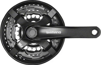 bike pumps for portable use-Shimano Tourney FC-TY501 Crankset - 170mm, 6/7/8-Speed, 48/38/28t, Riveted, Square Taper JIS Spindle Interface, Black