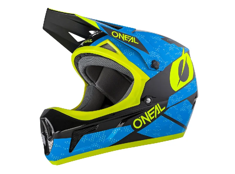 mountain bike racks for car transport-O'Neal Sonus Deft Full Face Helmet - Blue-Neon Yellow