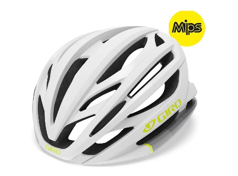 bike tire repair patches for flat fixes-Giro Seyen MIPS Road Helmet - Womens - White-Gray-Citron - 2019