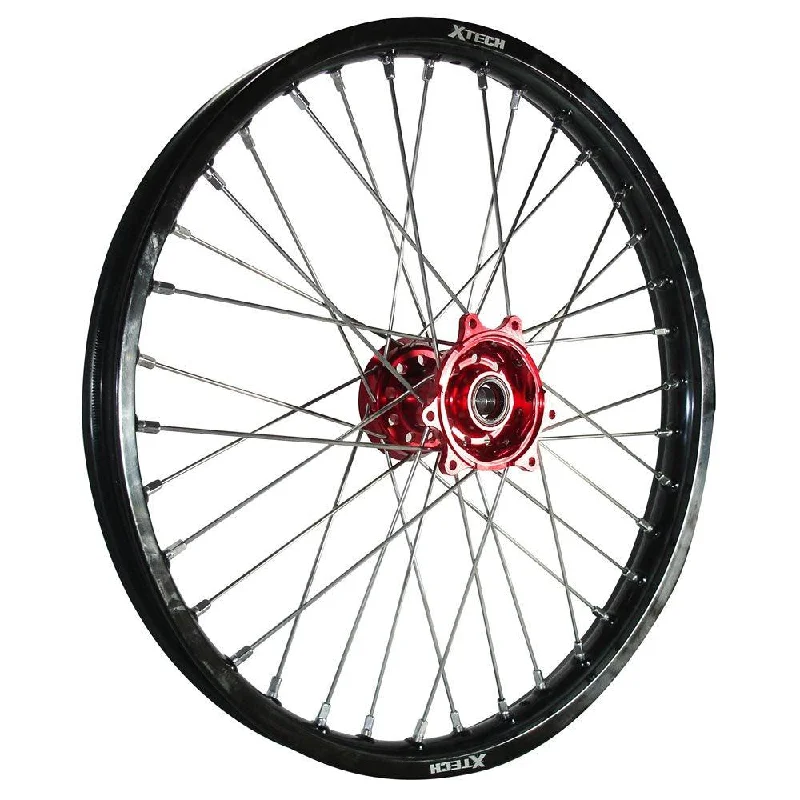 bicycle helmets for commuting-X-TECH FRONT WHEEL BLACK RIM/RED HUB/SILVER SPOKES 21X1.60