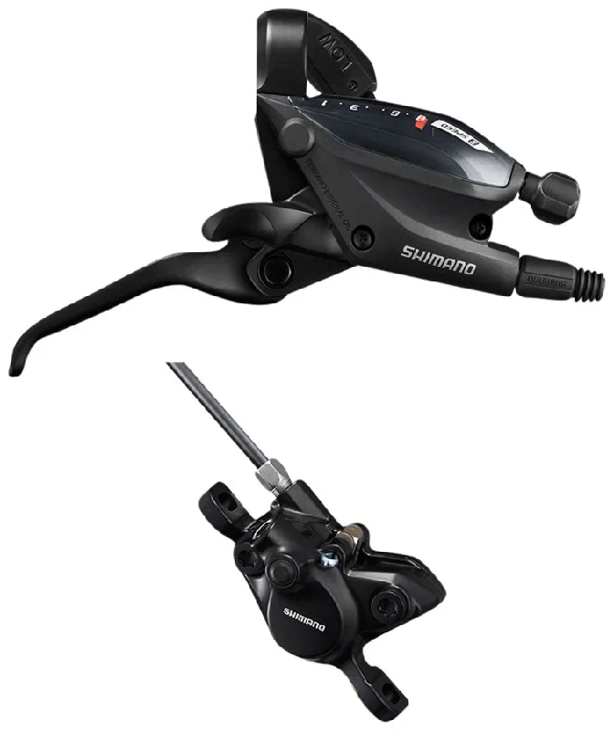 bike computers for tracking metrics-Shimano ST-EF505 EZ Fire Plus Shift/Brake Lever BR-MT200 Disc Brake Caliper - Right/Rear 8-Speed 2-Piston BLK