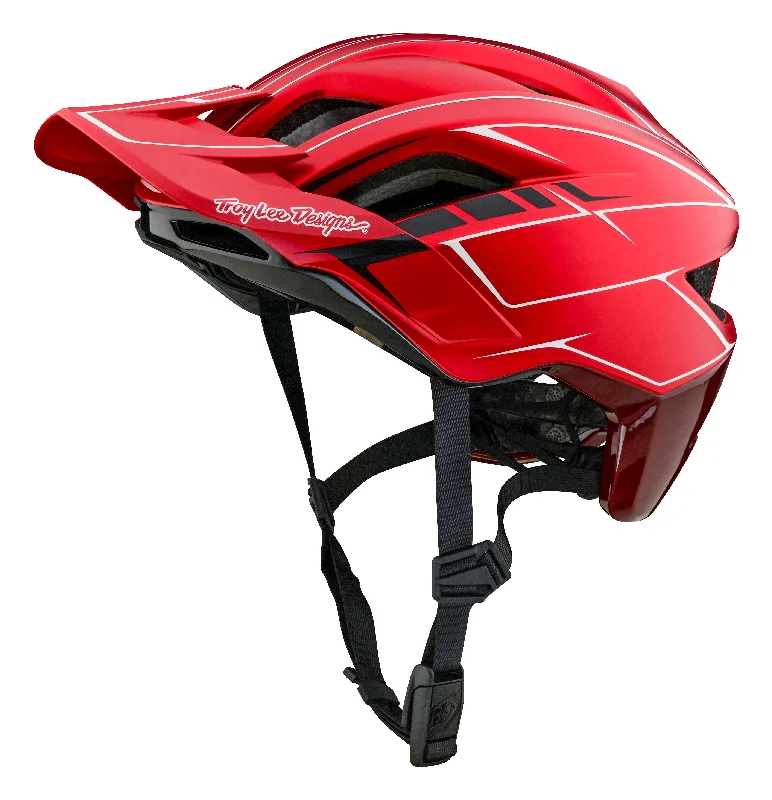 bike repair tools for professionals-Troy Lee Designs Flowline SE MTB Helmet - Badge - Pinstripe - Red