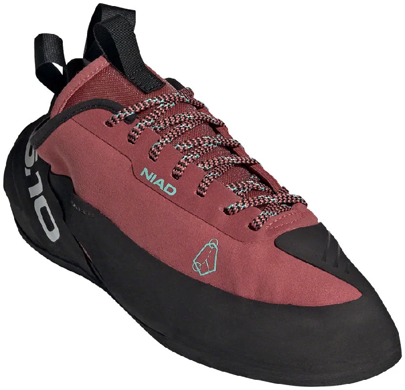 mountain bike riding gear for protection-Five Ten Niad Lace Climbing Shoe - Men's, Core Black/Crew Red/Acid Mint