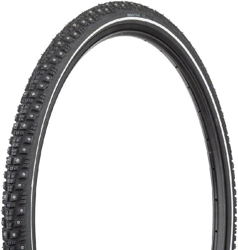 mountain bike tires for rocky paths-45NRTH Gravdal Tire - 700 x 38 Tubeless Folding BLK 60 TPI 252 Concave Carbide Studs