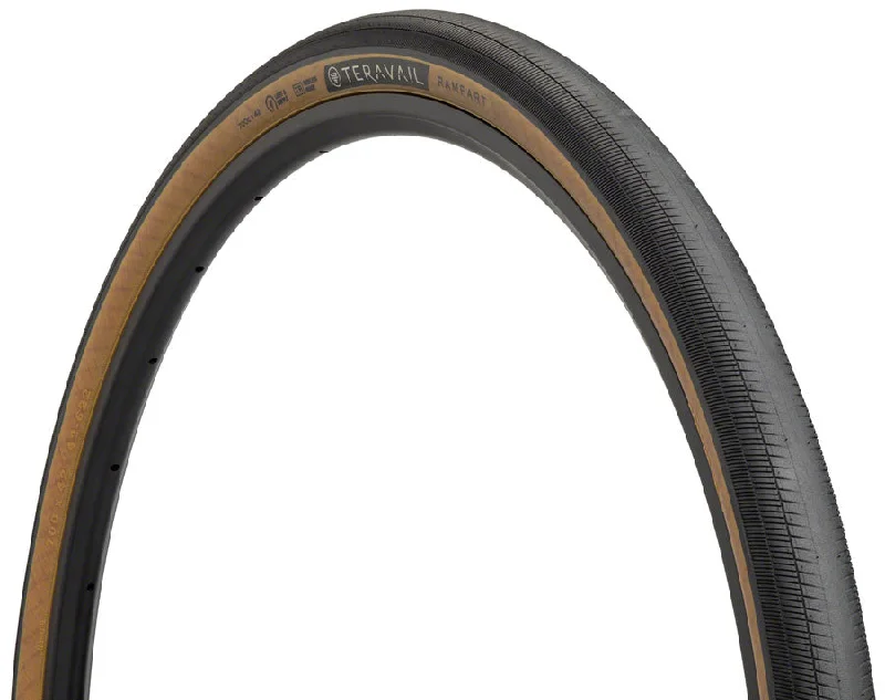 bicycle tire gauges for accurate readings-Teravail Rampart Tire - 700 x 42 Tubeless Folding Tan Light Supple Fast Compound