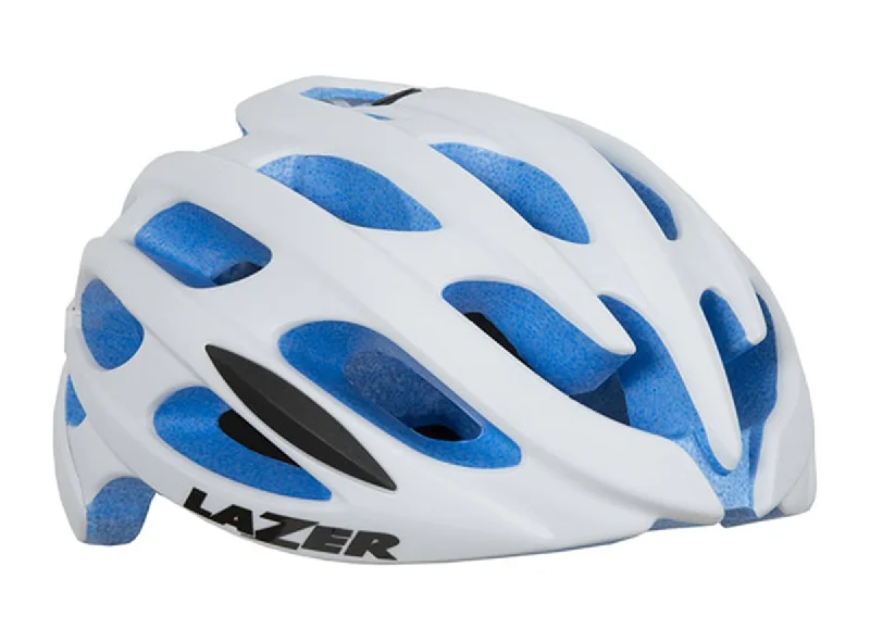 bike saddles for long rides-Lazer Blade Road Helmet - White-Blue