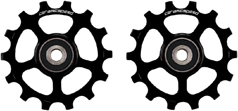 cycling bags for added storage-CeramicSpeed Pulley Wheels Shimano XT/XTR 12-Speed - 14 Tooth Coated Races Alloy BLK