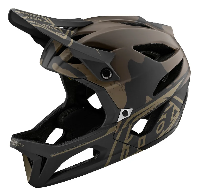 bike locks for securing bikes-Troy Lee Designs Stage Full Face Helmet with MIPS - Stealth - Camo Olive