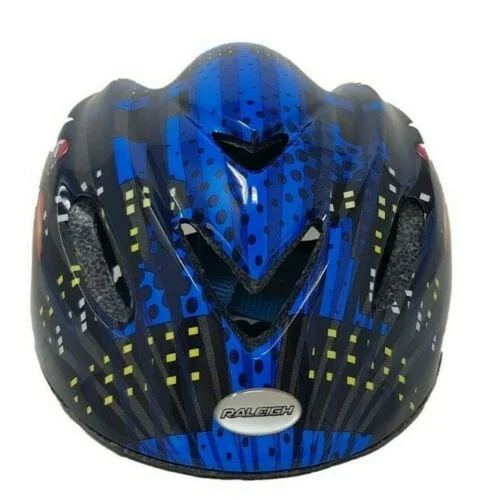 mountain bike riding gear for protection-Raleigh Childrens Cycle Helmet Junior Bandit Moto Helmet Blue 48 - 52cm New