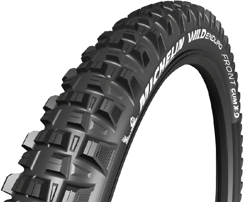 mountain bike wheels for rough trails-Michelin E-Wild Tire - 27.5 x 2.6 Tubeless Folding Gum-X Black Front Ebike