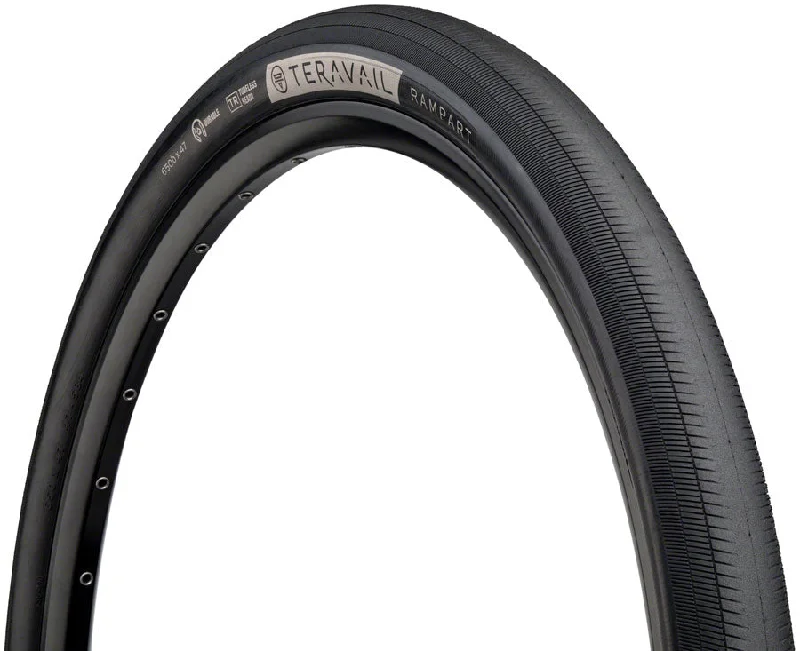 bike gear kits for long trips-Teravail Rampart Tire - 650b x 47 Tubeless Folding BLK Light Supple Fast Compound