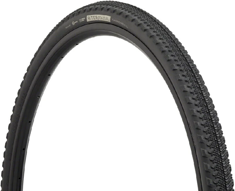 bike cages for water bottles-Teravail Cannonball Tire - 700 x 42 Tubeless Folding BLK Durable Fast Compound